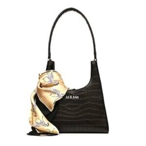 Ari & Aries black 90s style shoulder bag - vegan leather crocodile print
